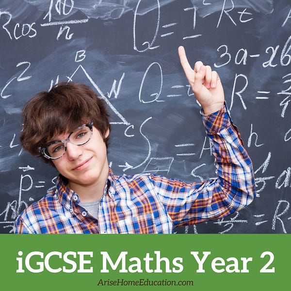 image of student at chalk board with iGCSE maths Year 2 problems to work.