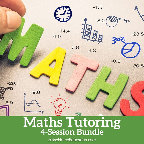 image of maths graphics wih text overlay: Maths tutoring 4-session bundle from AriseHomeEducation.com