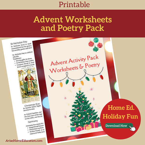 image of Advent Worksheets and Poetry Pack from AriseHomeEducation.com