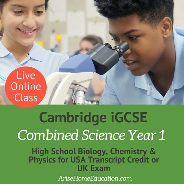 image of Cambrige GCSE Combined Science Year 1 for highschoolers at AriseHomeEducation.com.